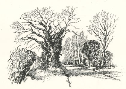 Clifford H. Thompson (1926-2017) - 20th Century Pen and Ink Drawing, Winter Day