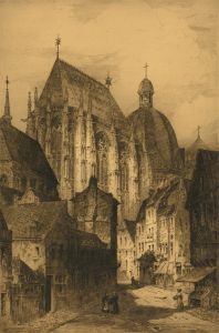 James Alphege Brewer - Large Signed 1911 Etching, Aix-la-Chapelle (Aachen)