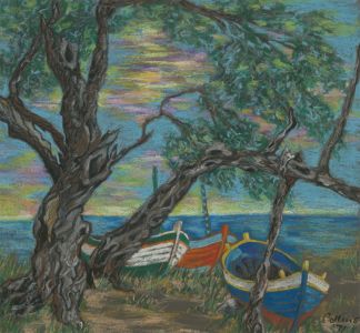 Julie Collino - 1971 Pastel, Vibrant Seascape