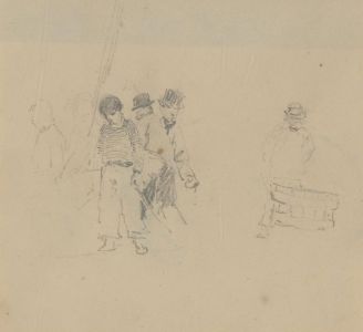 Set of Three Late 19th Century Graphite Drawings - Figure Studies and Scenes