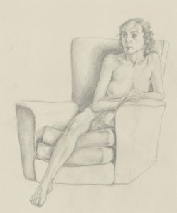 20th Century Graphite Drawing - Seated Nude