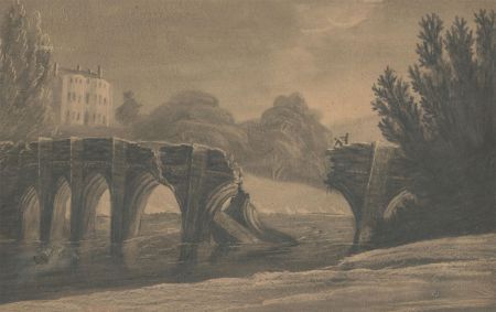 Mid 19th Century Gouache - The Crumbling Bridge
