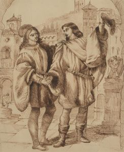 C.E.B - Late 19th Century Pen and Ink Drawing, Two Gentlemen of Verona
