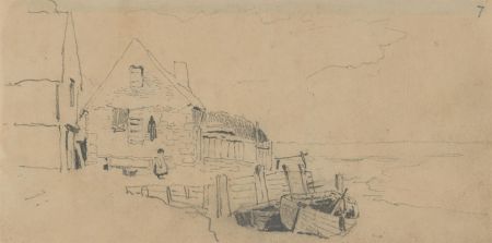 Late 19th Century Graphite Drawing - A Fishing Village