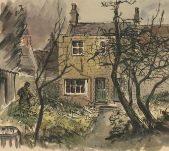 Jan Johnson - 20th Century Pen and Ink Drawing, Gloomy Garden Scene