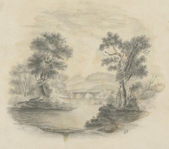 F. F. - Signed Early 20th Century Graphite Drawing, Tranquil Landscape Scene