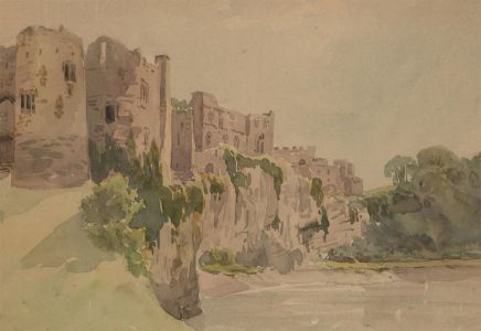 Charles Edward Hannaford RBA - Early 20th C. Watercolour, Castle On The Cliffs