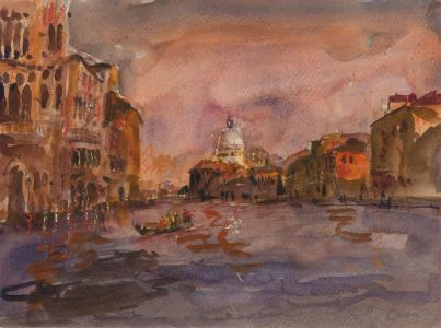 Ronald Olley (b.1923) - Signed c. 2000 Watercolour, Grand Canal, Venice