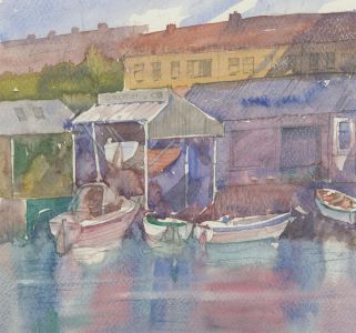 Clifford H. Thompson (1926-2017) - 2011 Watercolour, Harbour Boats