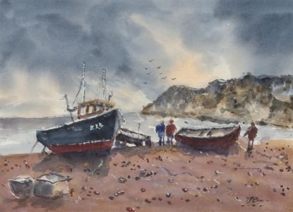 John A. Case - Signed Contemporary Watercolour, Stormy Coastal Study