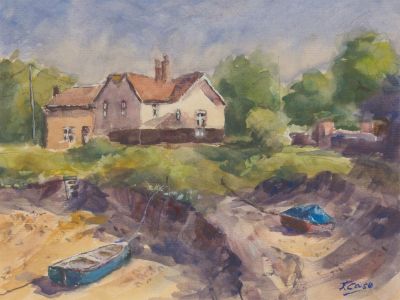 John A. Case - Signed Contemporary Watercolour, Beach House Banks