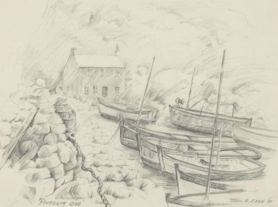 John A. Case - 1988 Graphite Drawing, Penberth Cove, Cornwall