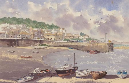 John A. Case - 20th Century Watercolour, Mousehole Harbour