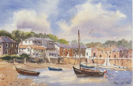 John A. Case - 20th Century Watercolour, Mousehole Harbour
