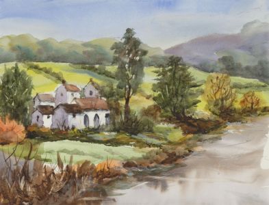 John A. Case - 20th Century Watercolour, Continental River Scene