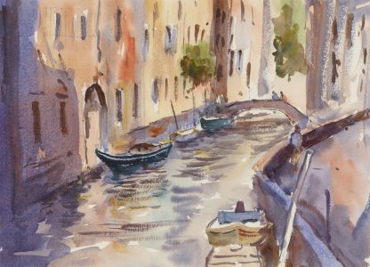 John A. Case - 20th Century Watercolour, Venice Canal Scene