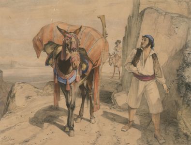 After John Frederick Lewis (1805-1876) - Lithograph, Mule and Muleteer.