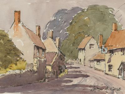 John A. Case - 20th Century Watercolour, Village Street Scenes