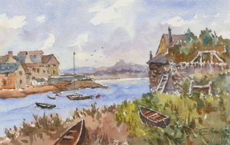 John A. Case - 20th Century Watercolour, Coastal Village