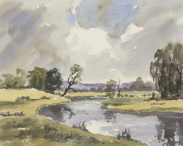 John A. Case - Two 20th Century Watercolours, English River Landscape
