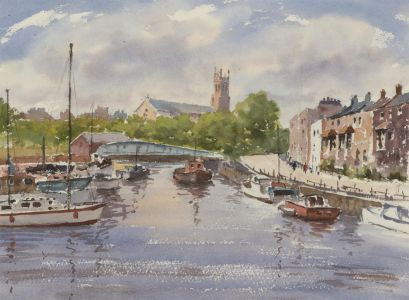 John A. Case - Contemporary Watercolour, Bristol River Scene