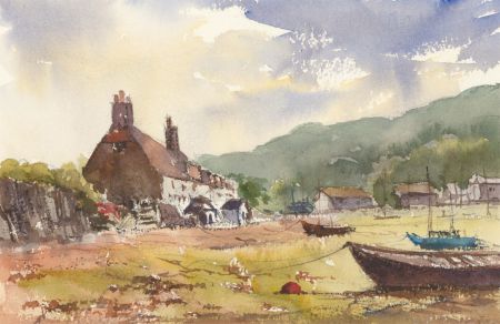 John A. Case - Contemporary Watercolour, Tranquil Coastal Scene