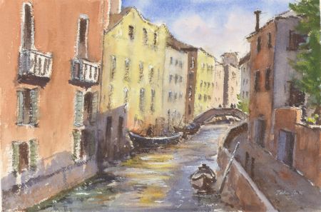 John A. Case - 20th Century Watercolour, Venice Scene
