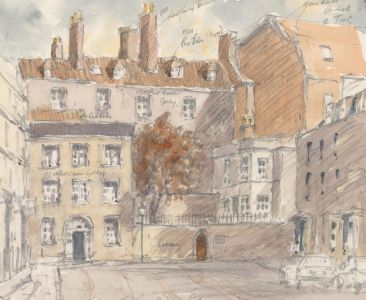 John A. Case - Contemporary Watercolour, Annotated Street Scene