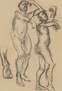 Ronald Olley (b.1923) - c. 2000 Charcoal Drawing, Male Nude Studies