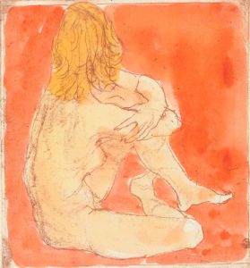 Ronald Olley (b.1923) - c. 2000 Etching, Nude in Orange