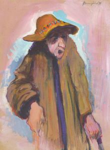 John Cherrington (1931-2015) - 1978 Acrylic, Elderly Lady in Pink
