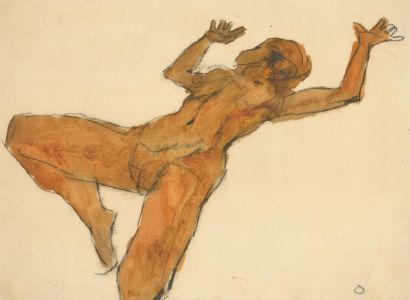Ronald Olley (b.1923) - c. 2000 Watercolour, Reclining Nude Lady