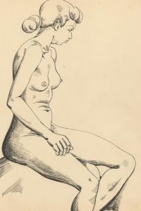 Albert Wainwright (1898-1943) - Mid 20th Century Pen Drawing, Seated Female Nude