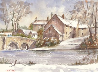 John A. Case - Signed Contemporary Watercolour, Winter Village