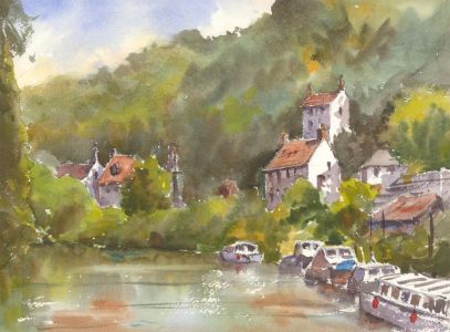 John A. Case - Contemporary Watercolour, Calm River Scene