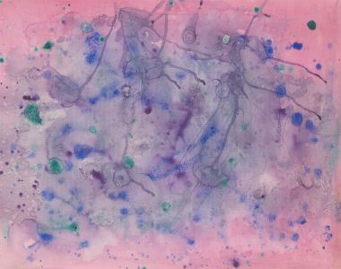 20th Century Mixed Media - Abstract Composition in Pink