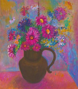 Edith Birkin (1927-2018) - 20th Century Acrylic, Floral Arrangement in a Jug