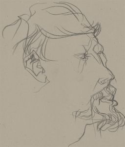 A. Mendes - 20th Century Charcoal Drawing, Side Profile of a Man