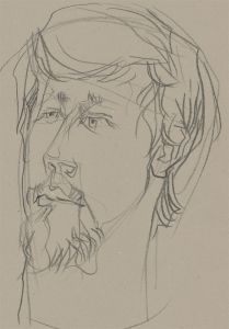 A. Mendes - 20th Century Charcoal Drawing, Man with Beard