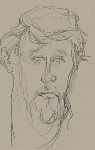 A. Mendes - 20th Century Charcoal Drawing, Continuous Line Portrait