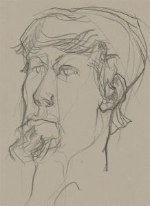 A. Mendes - 20th Century Charcoal Drawing, Portrait of a Young Man