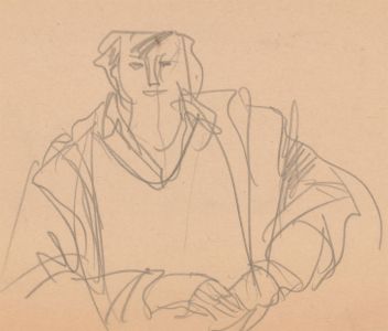 A. Mendes - Mid 20th Century Graphite Drawing, Portrait of a Man