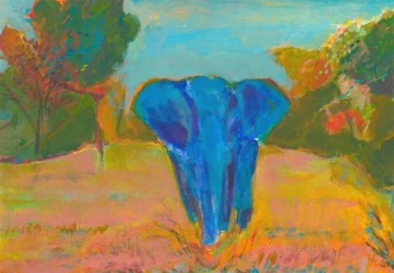 Edith Birkin (1927-2018) - 20th Century Acrylic, Vibrant Elephant Study