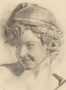 Amy F. Bridges - 1895 Charcoal Drawing, Portrait Study
