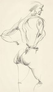 A. Mendes - 20th Century Pen and Ink Drawing, Standing Nude