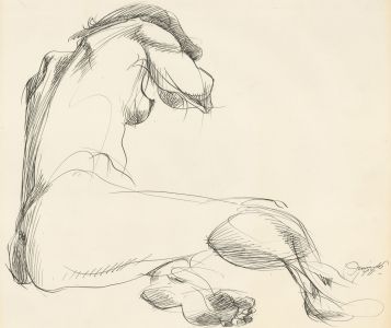 A. Mendes - Signed 1971 Pen and Ink Drawing, Hidden Nude