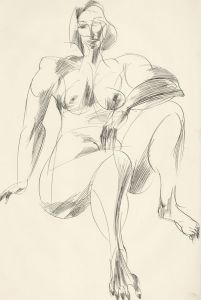 A. Mendes - 20th Century Pen and Ink Drawing, Cubist Nude