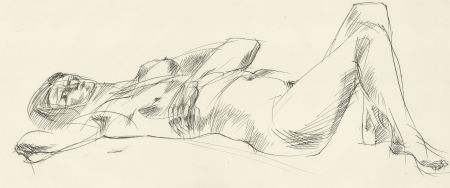 A. Mendes - 20th Century Pen and Ink Drawing, Relaxed Nude Figure