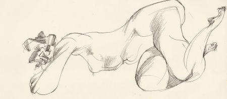 A. Mendes - 20th Century Pen and Ink Drawing, Dynamic Nude