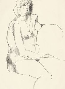 A. Mendes - 20th Century Pen and Ink Drawing, Abstract Nude